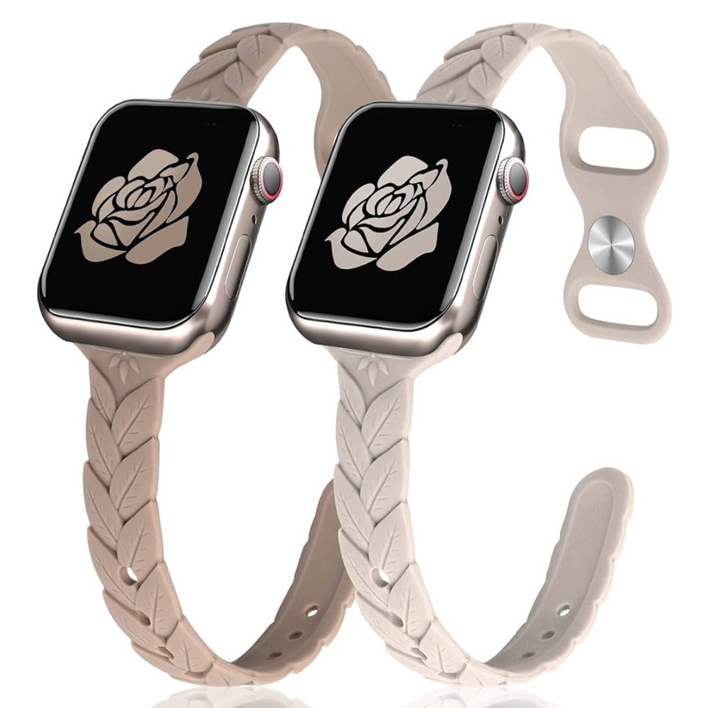 Amazon : 2 Cream Smartwatch Silicone Bands